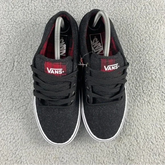 Vans Shoes Atwood Wool Plaid Mens Boys Size 7 Dark Grey Red Black Lace Up Padded - Picture 4 of 14